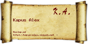 Kapus Alex névjegykártya